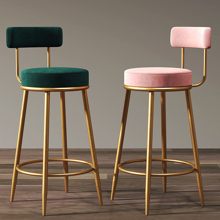Glam Living Room Counter Chair Metal Bar Stools with Footrest