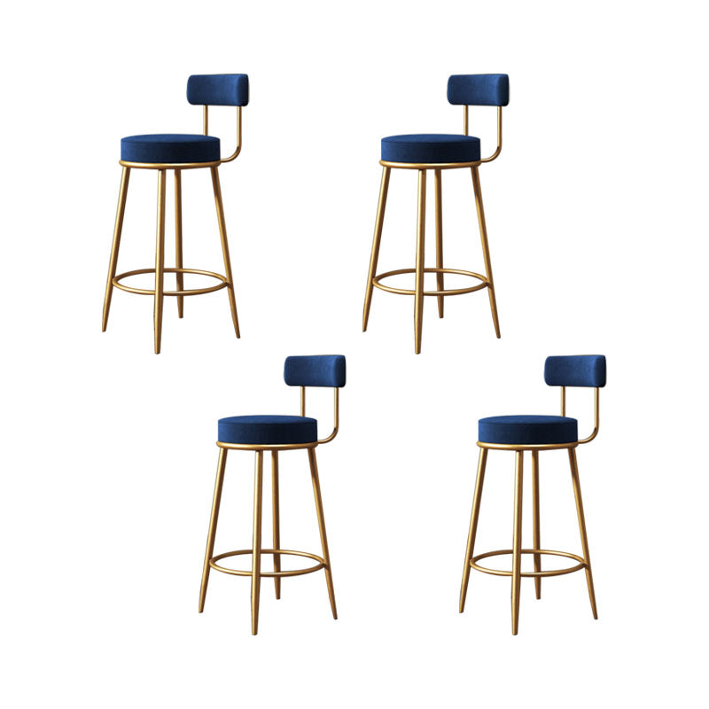 Glam Living Room Counter Chair Metal Bar Stools with Footrest