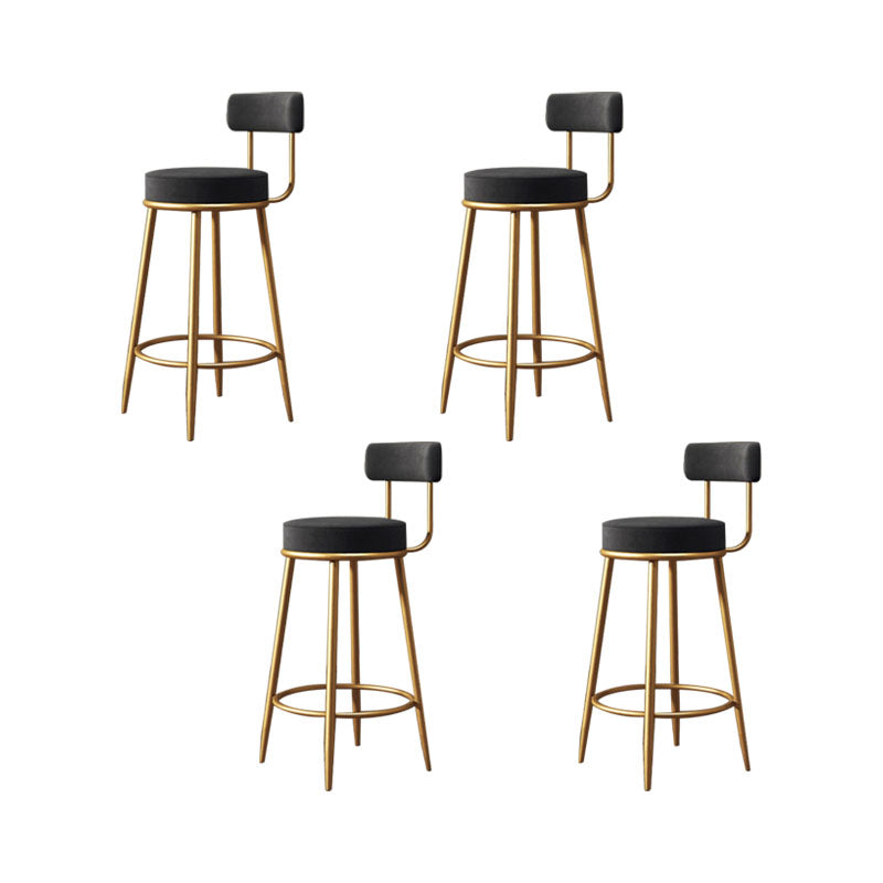 Glam Living Room Counter Chair Metal Bar Stools with Footrest