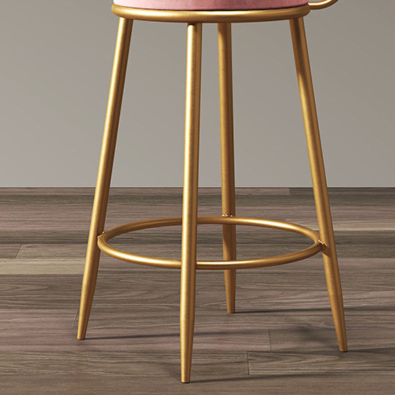 Glam Living Room Counter Chair Metal Bar Stools with Footrest