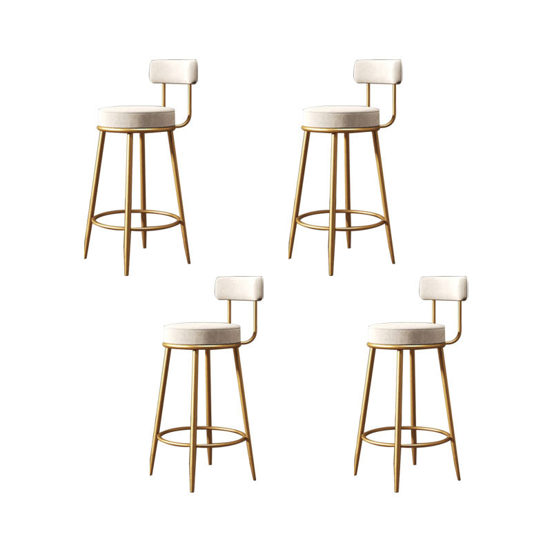 Glam Living Room Counter Chair Metal Bar Stools with Footrest