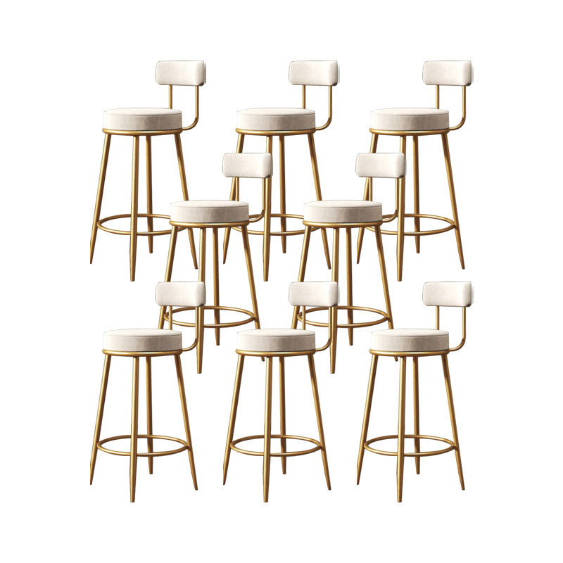 Glam Living Room Counter Chair Metal Bar Stools with Footrest