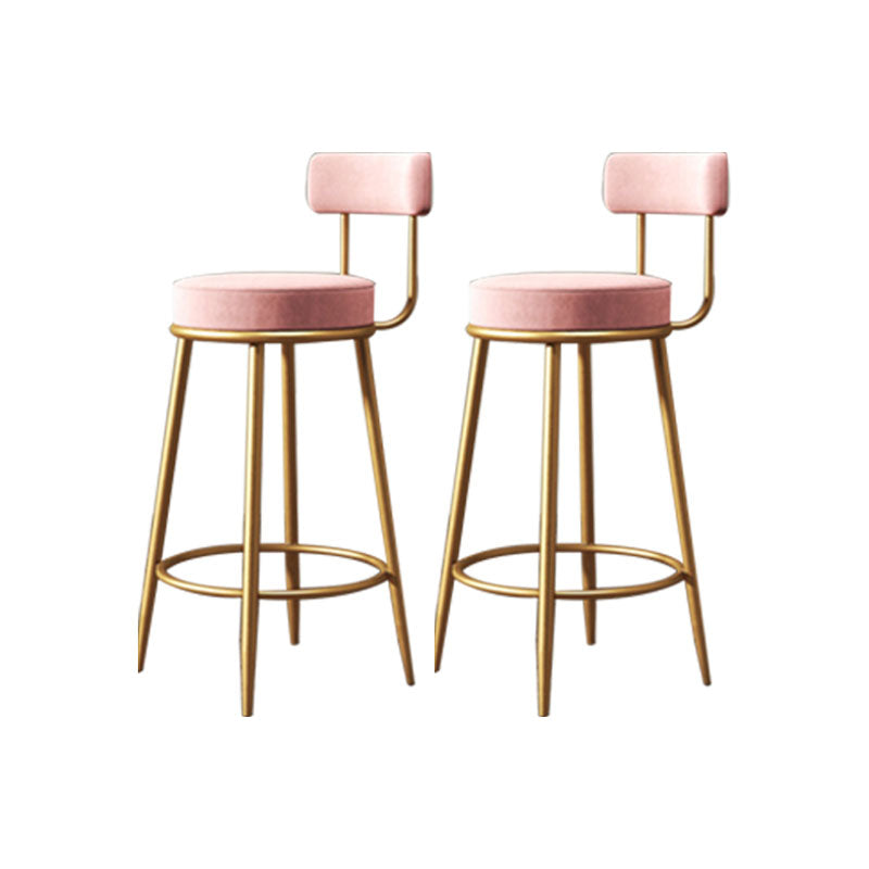 Glam Living Room Counter Chair Metal Bar Stools with Footrest