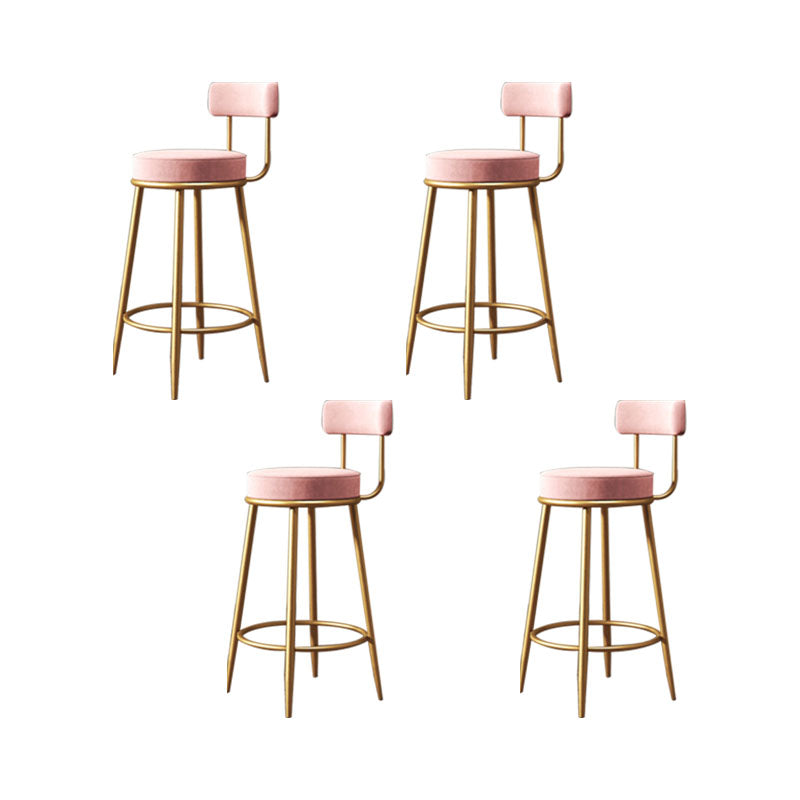 Glam Living Room Counter Chair Metal Bar Stools with Footrest