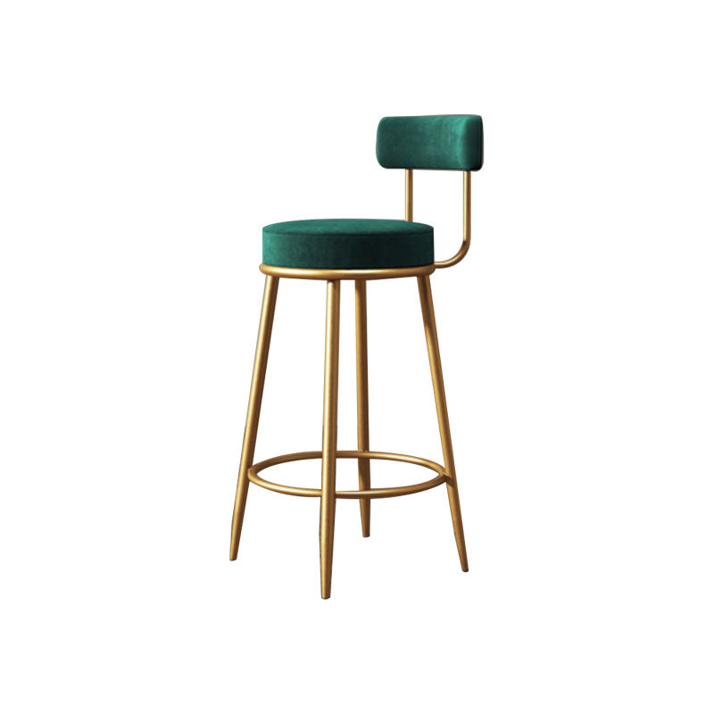 Glam Living Room Counter Chair Metal Bar Stools with Footrest