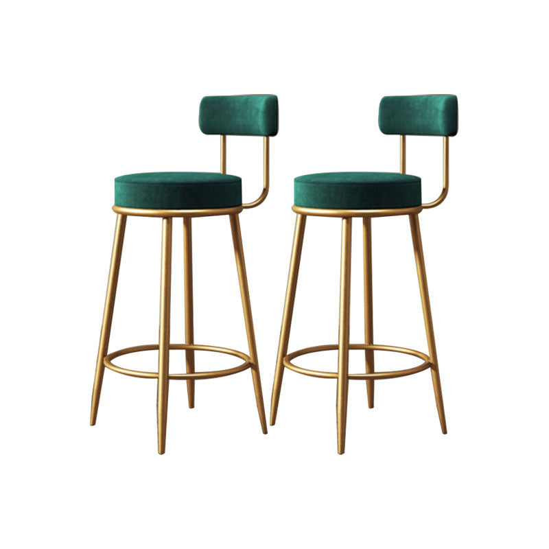 Glam Living Room Counter Chair Metal Bar Stools with Footrest