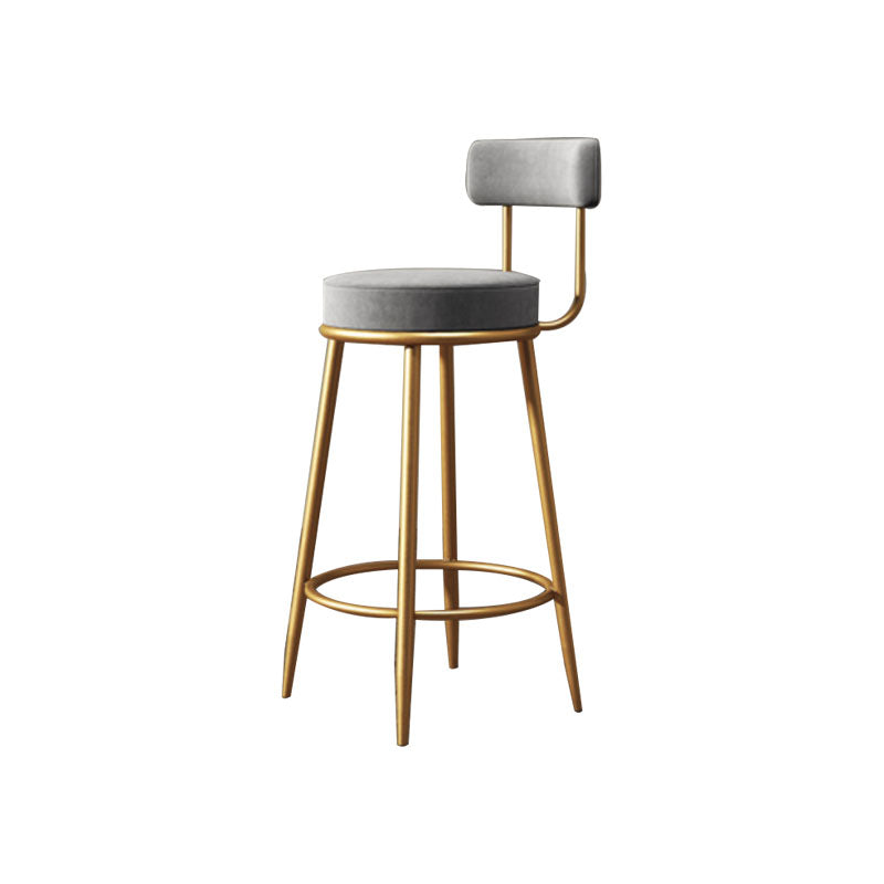 Glam Living Room Counter Chair Metal Bar Stools with Footrest