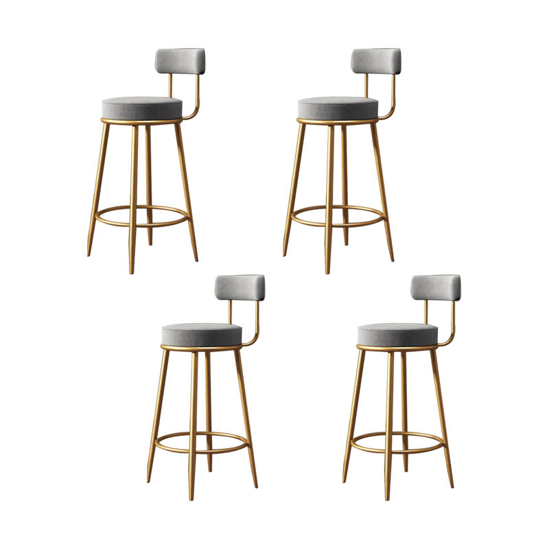 Glam Living Room Counter Chair Metal Bar Stools with Footrest