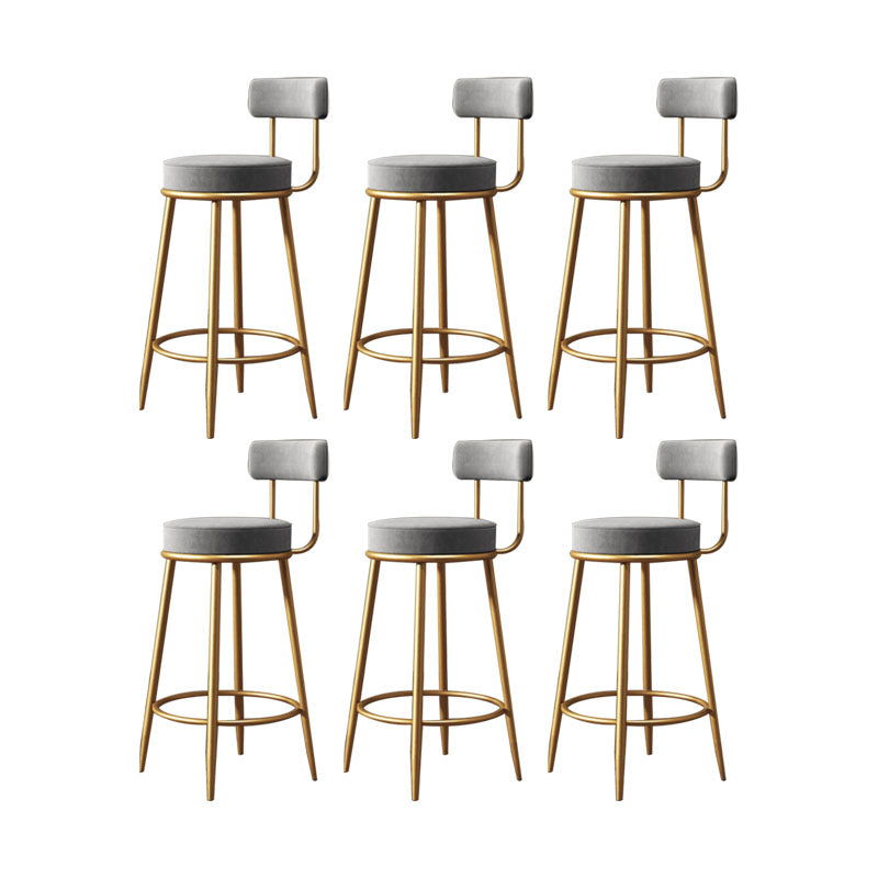 Glam Living Room Counter Chair Metal Bar Stools with Footrest