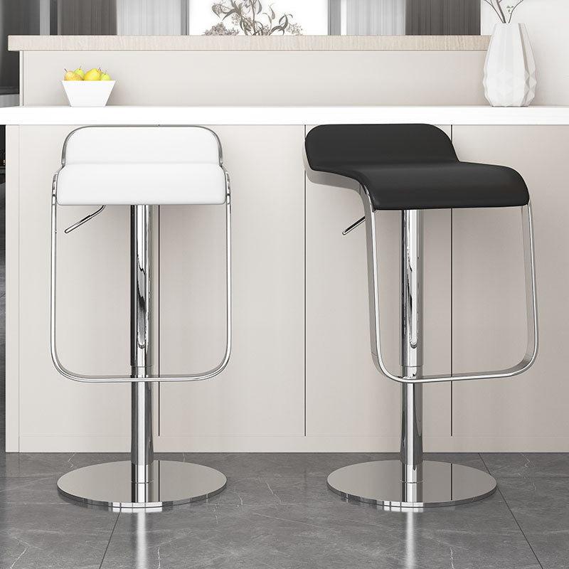 Faux Leather Bar Stools Adjustable Height Swivel Barstools with Footrest