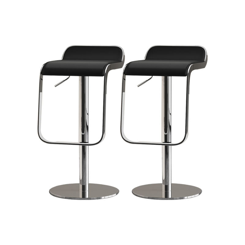 Faux Leather Bar Stools Adjustable Height Swivel Barstools with Footrest