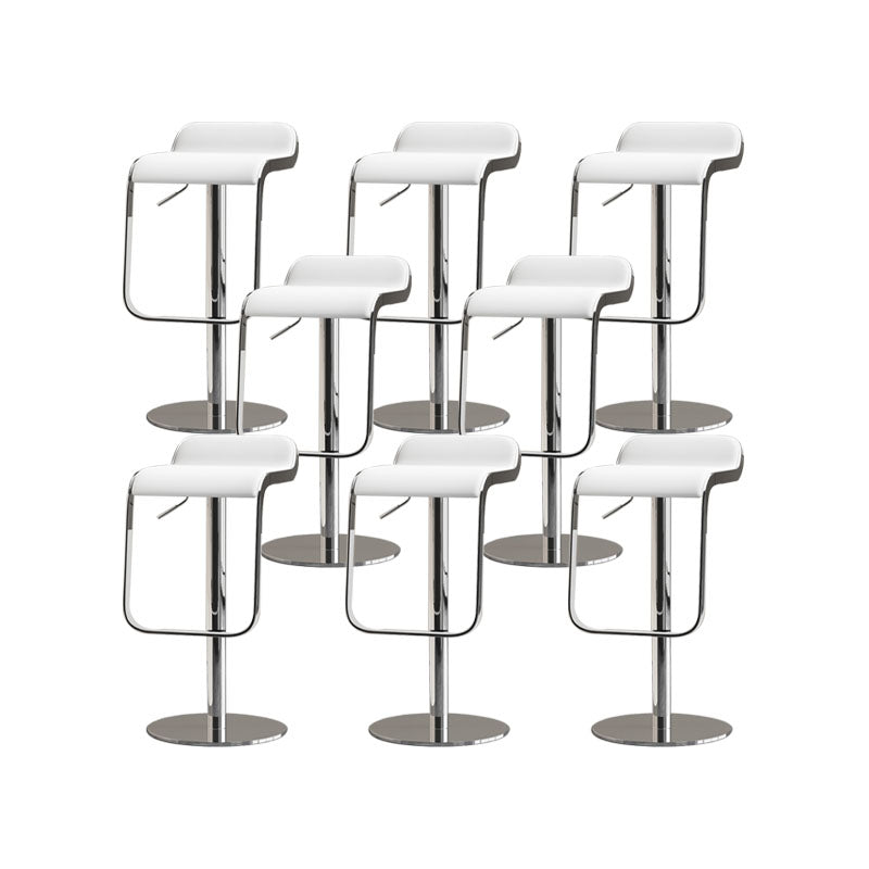 Faux Leather Bar Stools Adjustable Height Swivel Barstools with Footrest