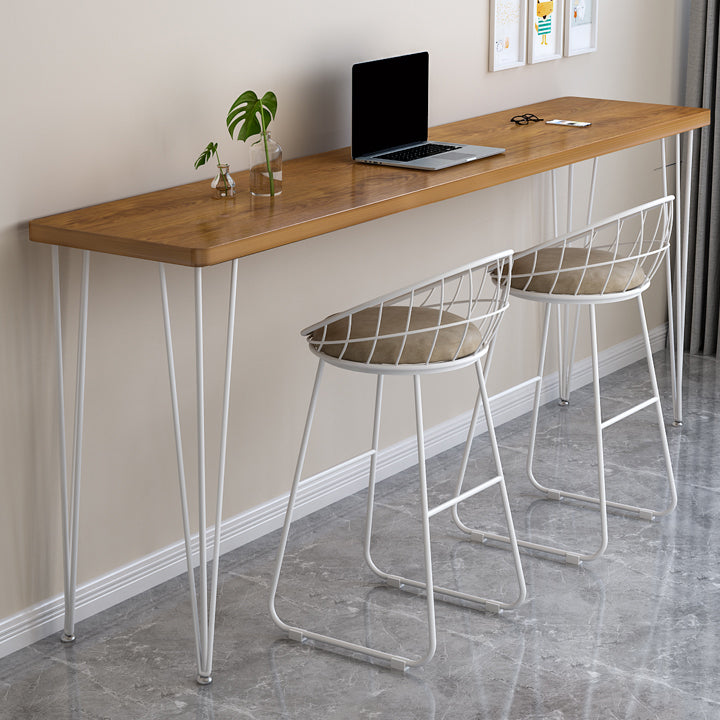 Modern Rectangle Wood Bar Table Metal Legs for Milk Tea Shop