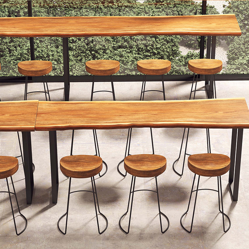 Pine Wood Rectangle Bar Table Modern Metal Legs for Milk Tea Shop