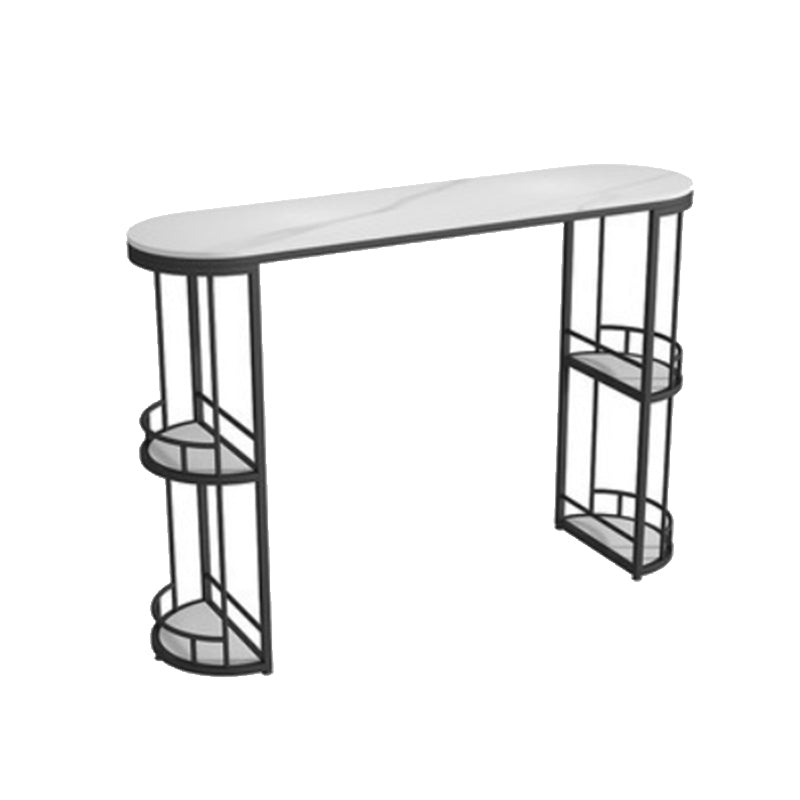 Modern Stone Ellipse Bar Table Storable Table for Living Room