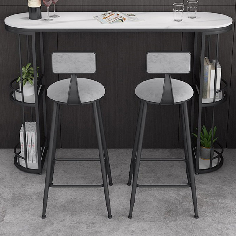 Modern Stone Ellipse Bar Table Storable Table for Living Room