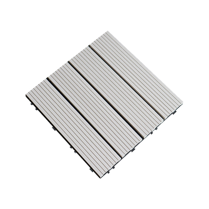 Contemporary Square Wood Tile Wire Brushed Brown Engineered Wood for Patio Garden