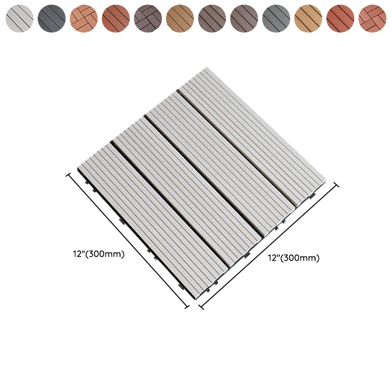 Contemporary Square Wood Tile Wire Brushed Brown Engineered Wood for Patio Garden