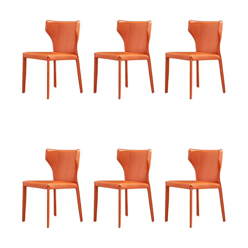 Nordic Style Side Chair Faux Leather Wingback Chair for Dining Room