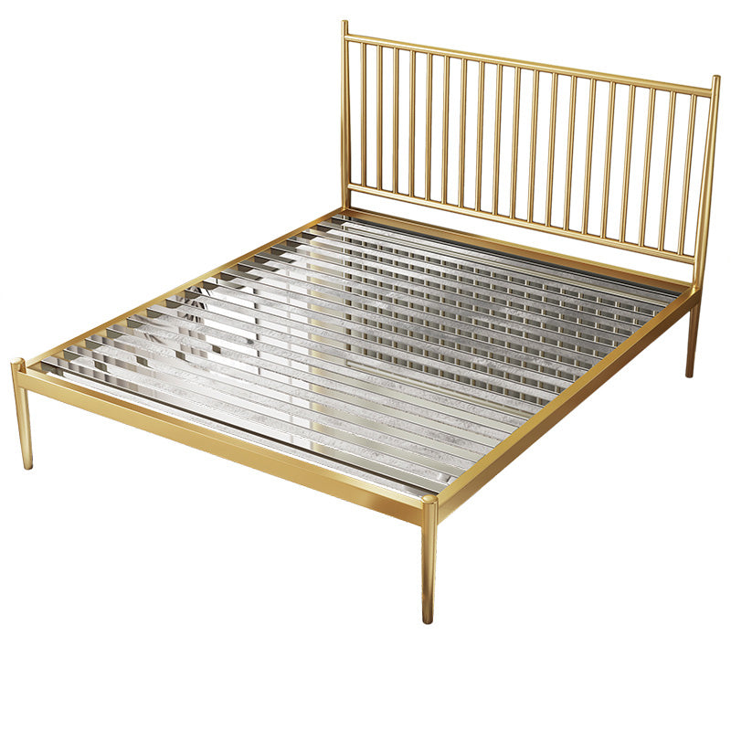 Contemporary Finish Metallic Open-Frame Bed Glam Wire-Grid Iron Bed Frame with Headboard