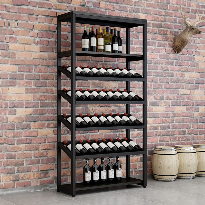 Metal Floor Wine Bottle & Glass Rack Modern Wooden Wine Holder for Kitchen