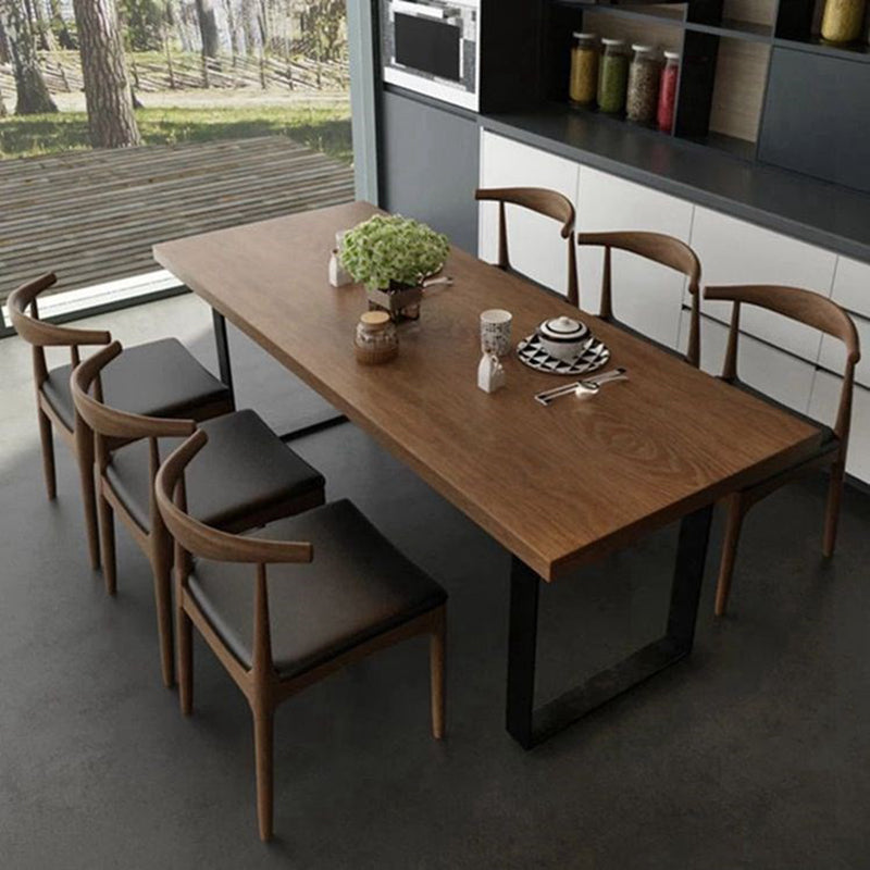 Brown Pine Wood Industrial Dining Set 1/2/5/7 Pcs Dinette Set for Kitchen