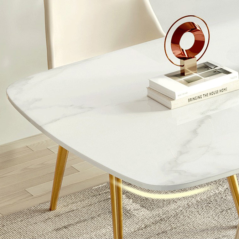 White Dinette Set with Leather Chairs 1/4/5 Pcs Modern Rectangle Dining Table Set