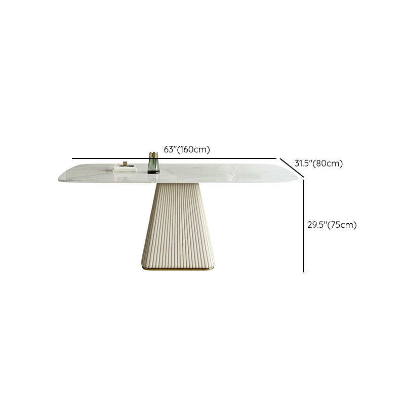 White Dinette Set with Leather Chairs 1/4/5 Pcs Modern Rectangle Dining Table Set