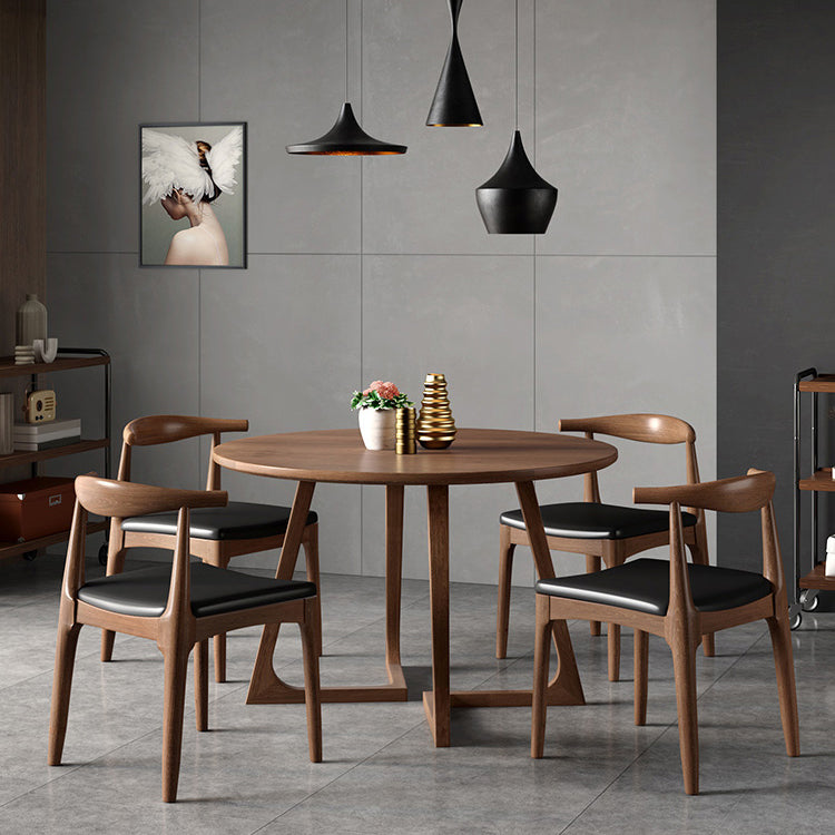 Modern Style Dinette Set 1/2/3/4/5 Pcs Round Solid Wood Dinette Table with Dining Chair