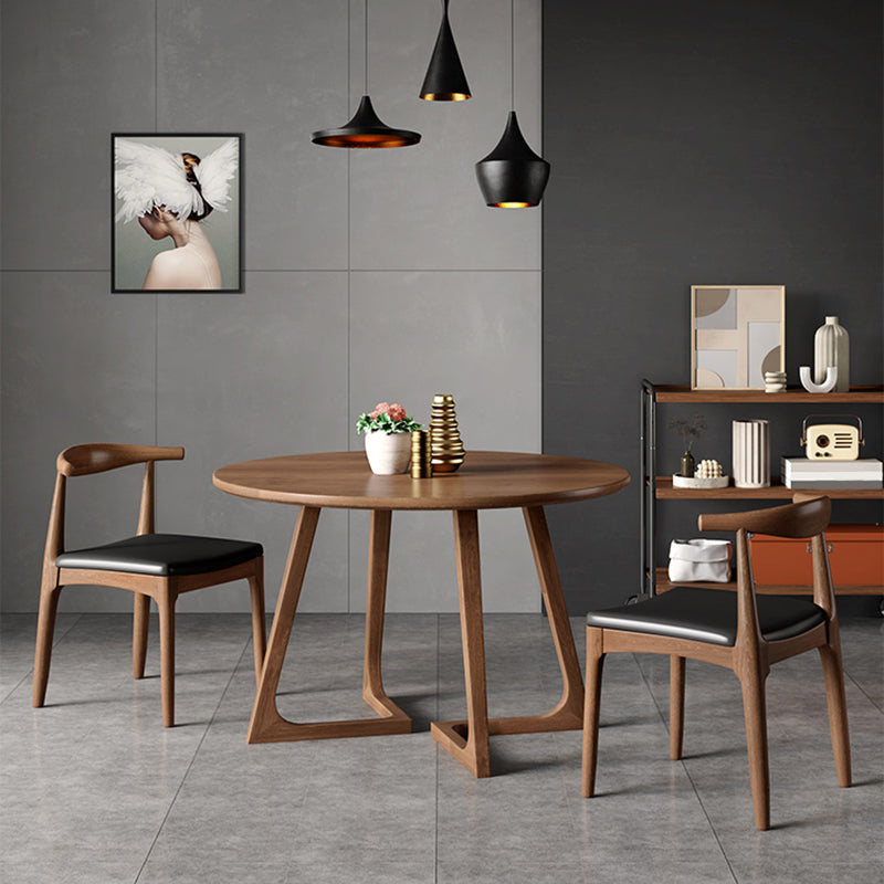 Modern Style Dinette Set 1/2/3/4/5 Pcs Round Solid Wood Dinette Table with Dining Chair
