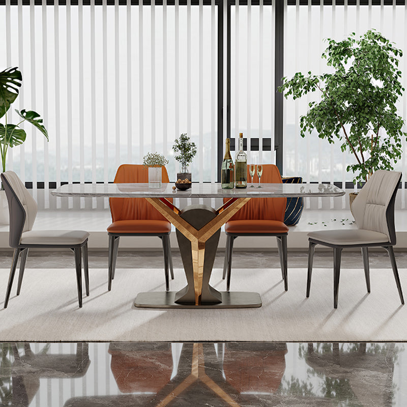 Rectangle Pedestal Dinner Room Kitchen Table Modern Dining Site Table