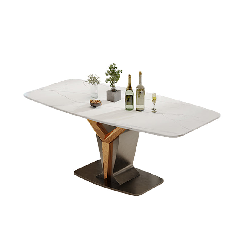 Rectangle Pedestal Dinner Room Kitchen Table Modern Dining Site Table