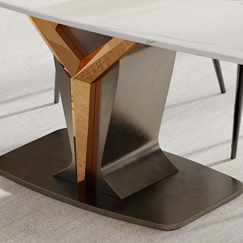 Rectangle Pedestal Dinner Room Kitchen Table Modern Dining Site Table
