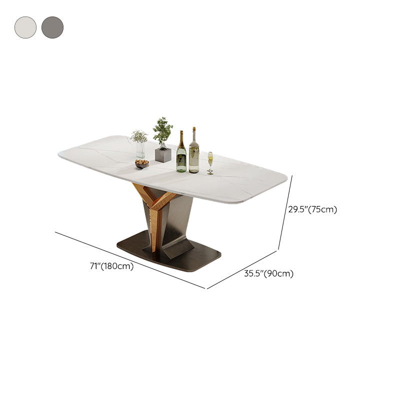 Rectangle Pedestal Dinner Room Kitchen Table Modern Dining Site Table