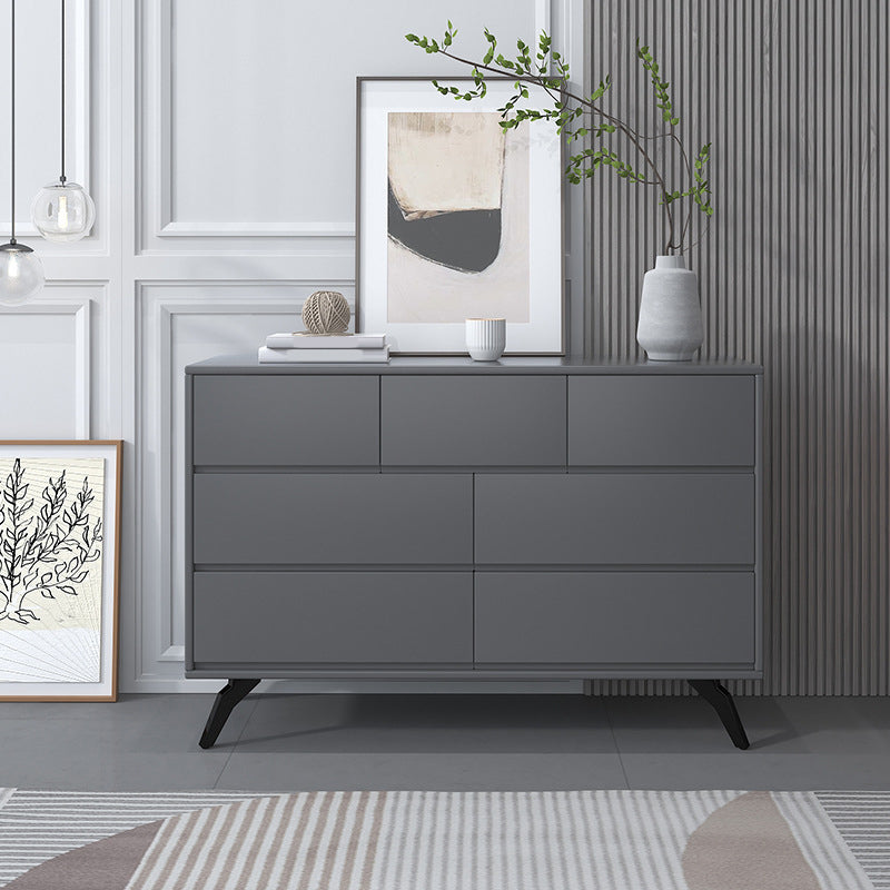 Contemporary Double Dresser Rubber Wood Horizontal Storage Chest Dresser for Bedroom