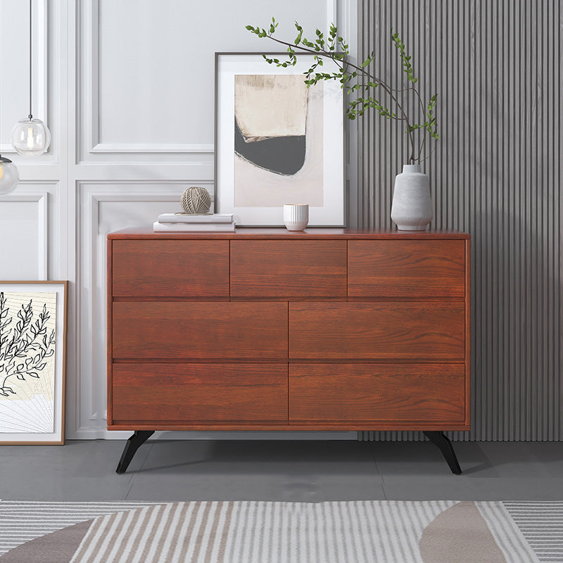 Contemporary Double Dresser Rubber Wood Horizontal Storage Chest Dresser for Bedroom