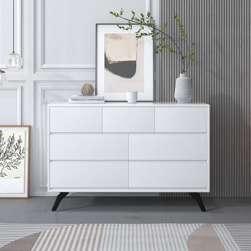 Contemporary Double Dresser Rubber Wood Horizontal Storage Chest Dresser for Bedroom