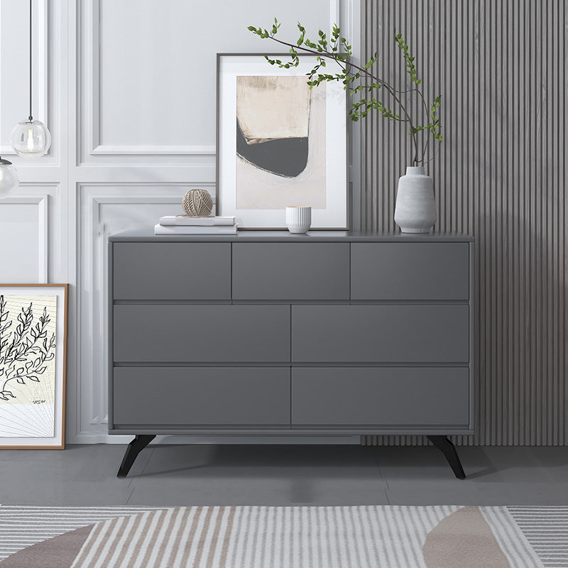 Contemporary Double Dresser Rubber Wood Horizontal Storage Chest Dresser for Bedroom
