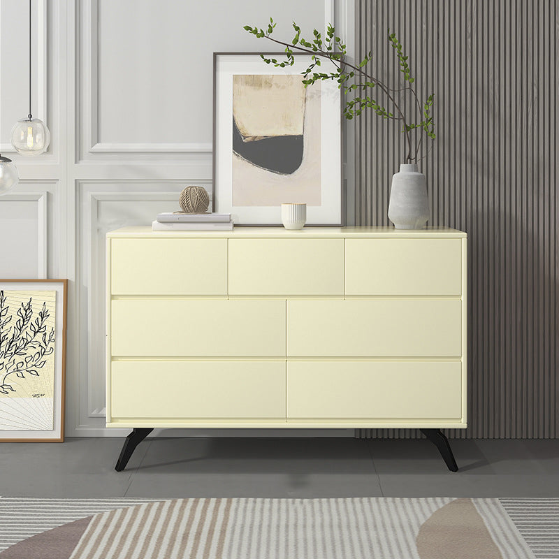 Contemporary Double Dresser Rubber Wood Horizontal Storage Chest Dresser for Bedroom