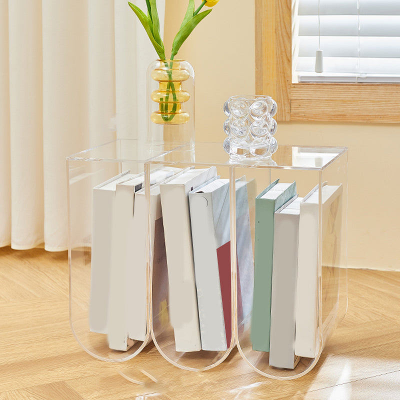 Contemporary Antique Finish Shelf Bookcase Geometric Bookshelf