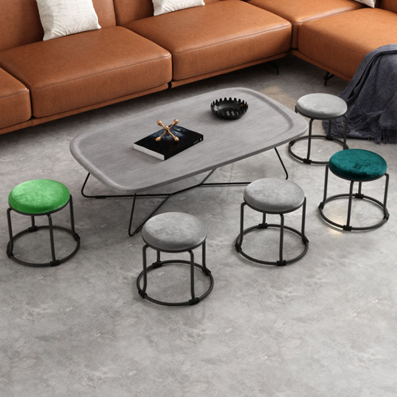 Glam Ottoman Velvet Fade Resistant Solid Color Round Ottoman with Metal Legs