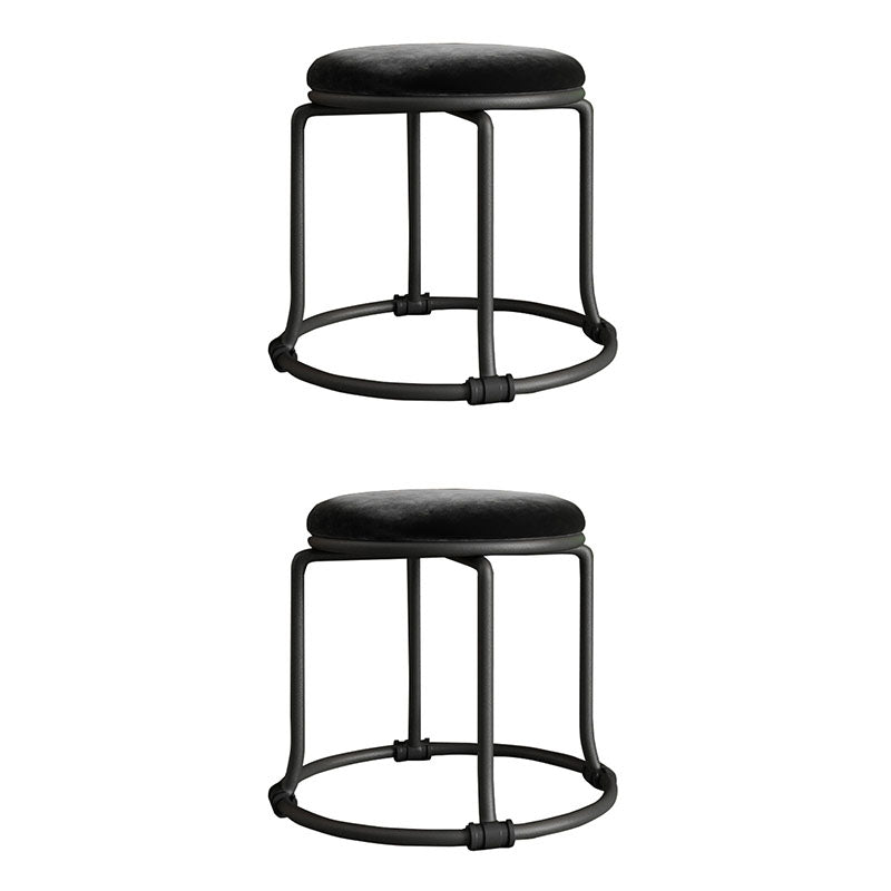 Glam Ottoman Velvet Fade Resistant Solid Color Round Ottoman with Metal Legs