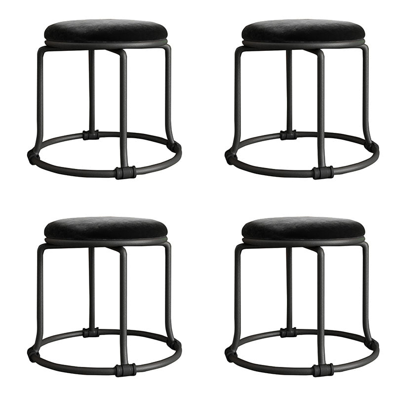 Glam Ottoman Velvet Fade Resistant Solid Color Round Ottoman with Metal Legs