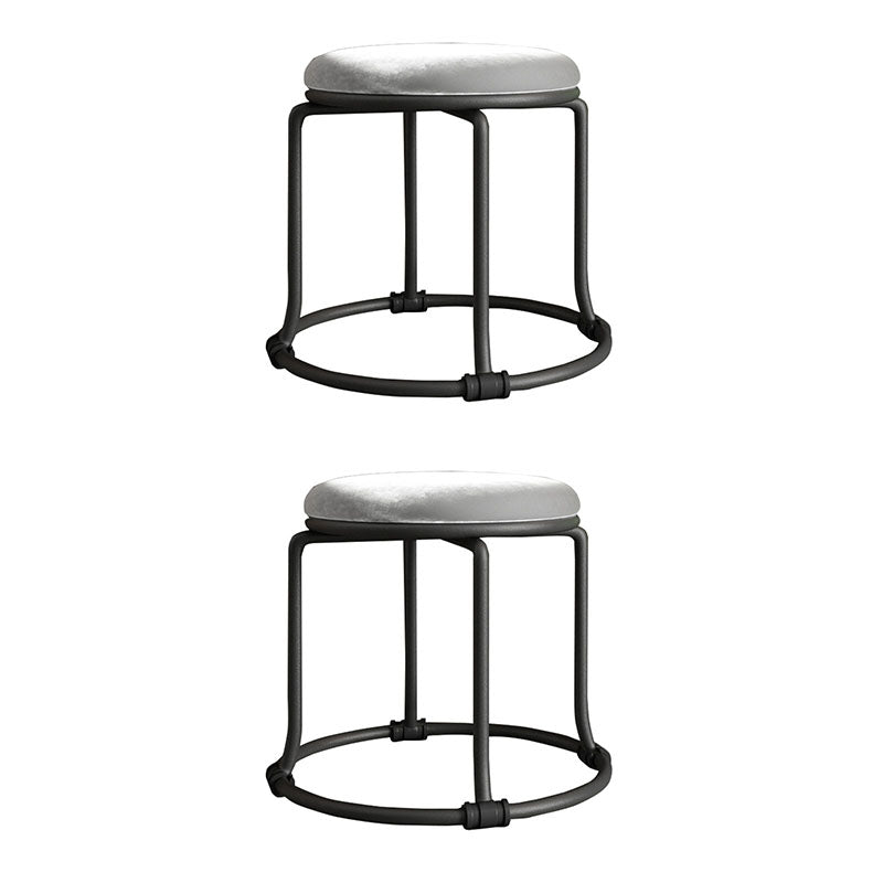 Glam Ottoman Velvet Fade Resistant Solid Color Round Ottoman with Metal Legs