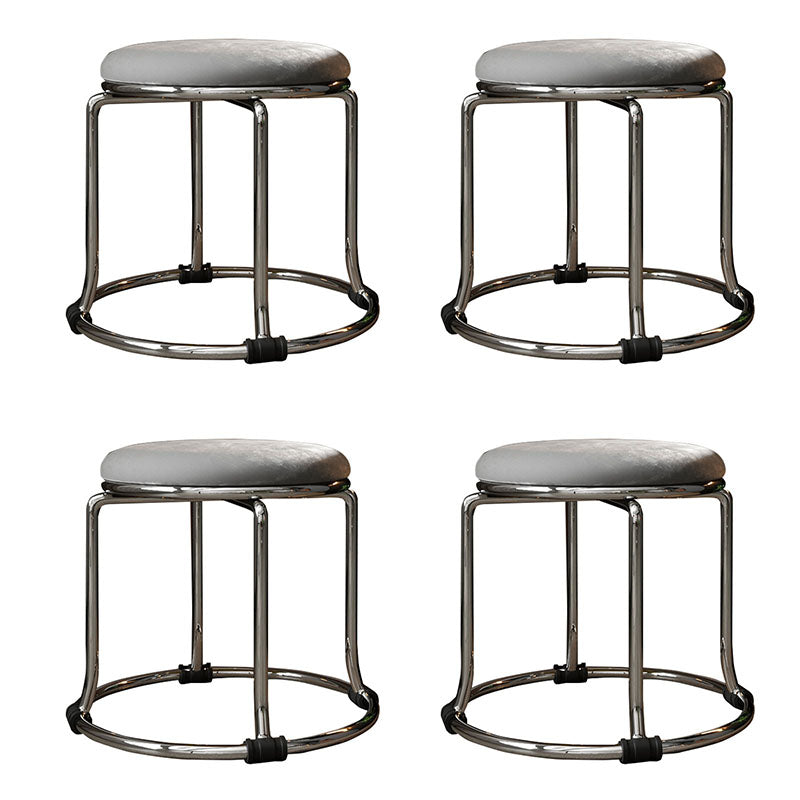 Glam Ottoman Velvet Fade Resistant Solid Color Round Ottoman with Metal Legs