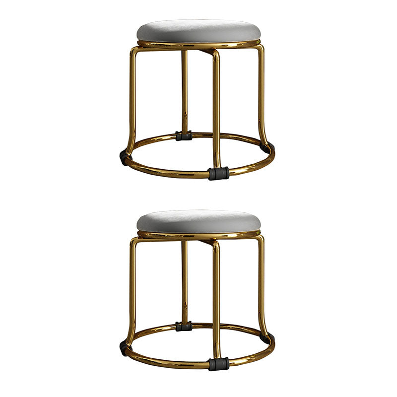 Glam Ottoman Velvet Fade Resistant Solid Color Round Ottoman with Metal Legs