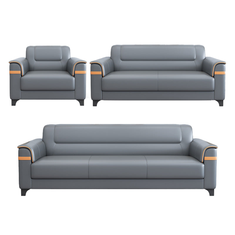 32" Wide Contemporary Sofa Leather Gray Seating for Living Room
