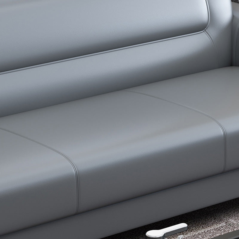 32" Wide Contemporary Sofa Leather Gray Seating for Living Room