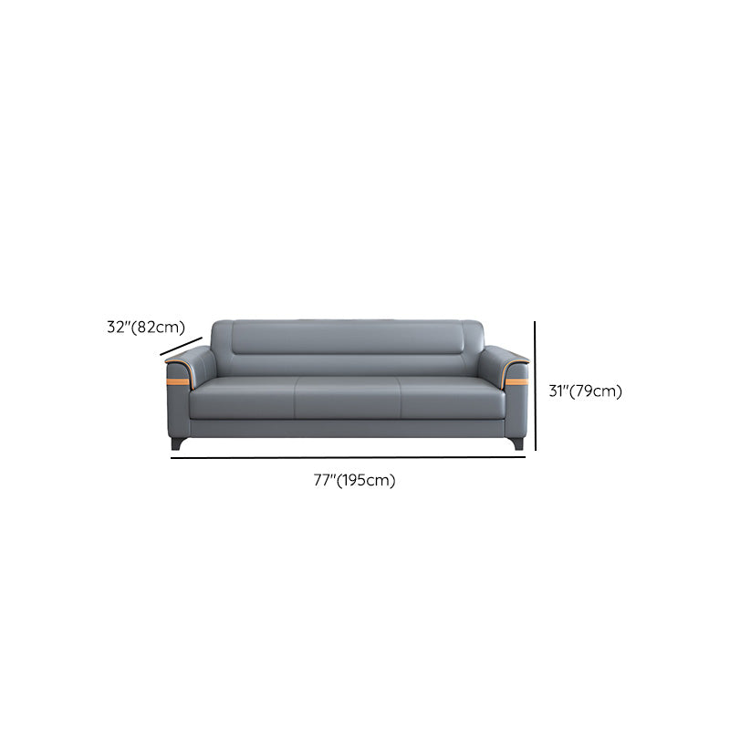 32" Wide Contemporary Sofa Leather Gray Seating for Living Room