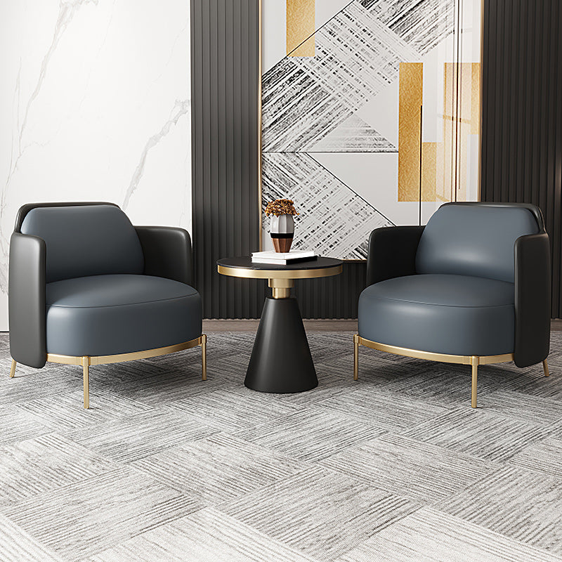 Contemporary Sewn Pillow Back 4 Legs Chair Upholstered Recessed Arms Chair